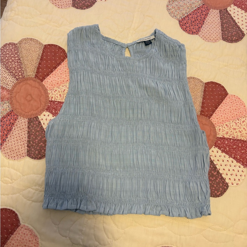 Light Blue Sleeveless Crop Tank